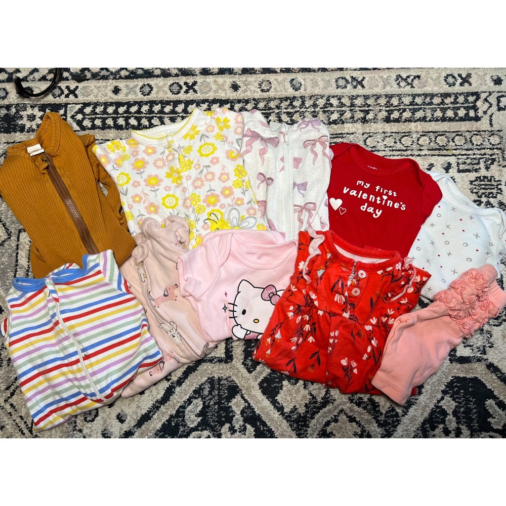 NewbornClothing Bundle 10pc Footies Onesies Jumpsuit Hello Kitty Valentine